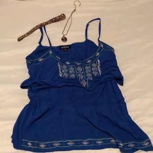 Blue tribal tank top